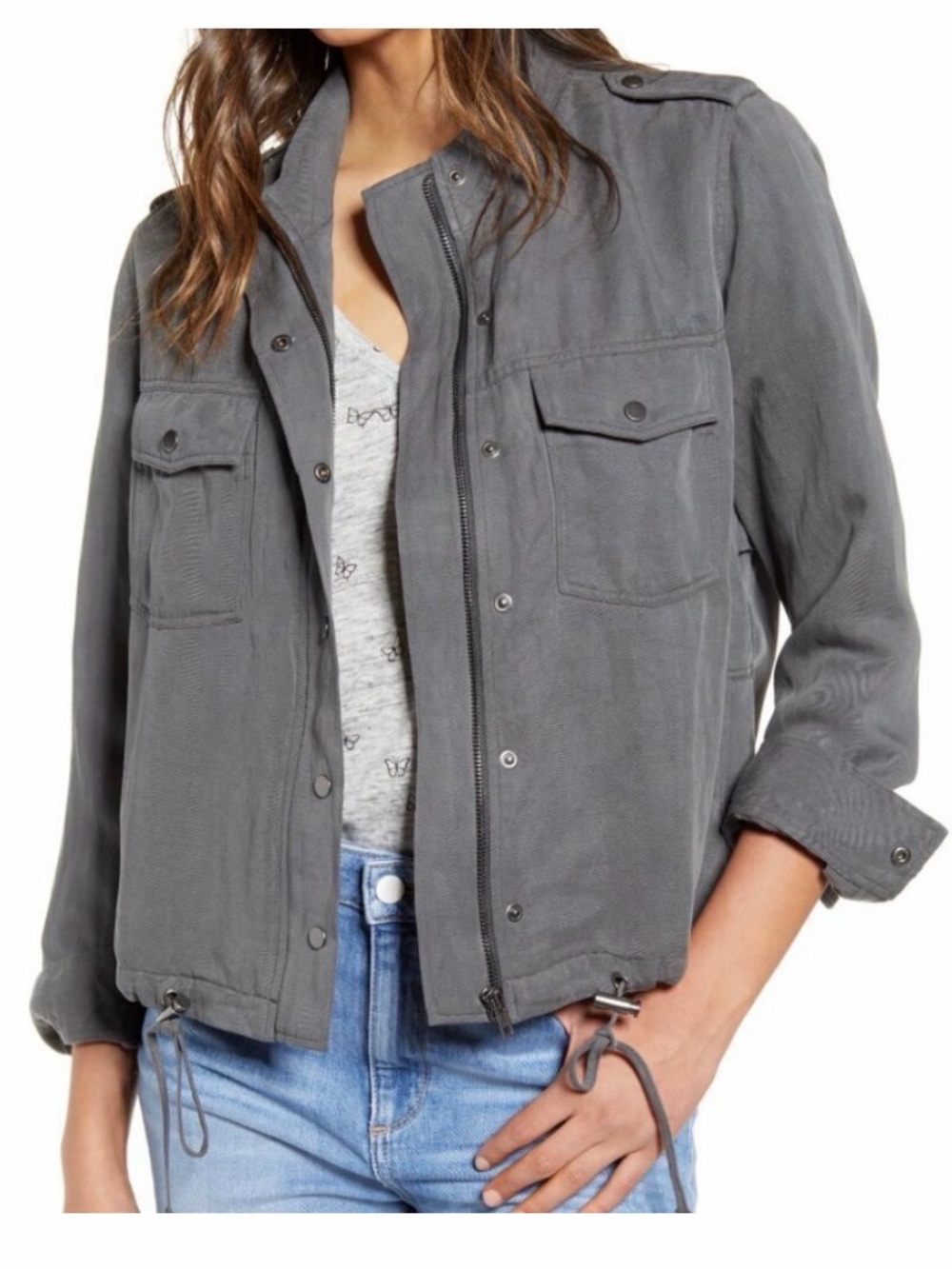 Rails Women's Size Medium Charcoal Gray Collins Military Jacket